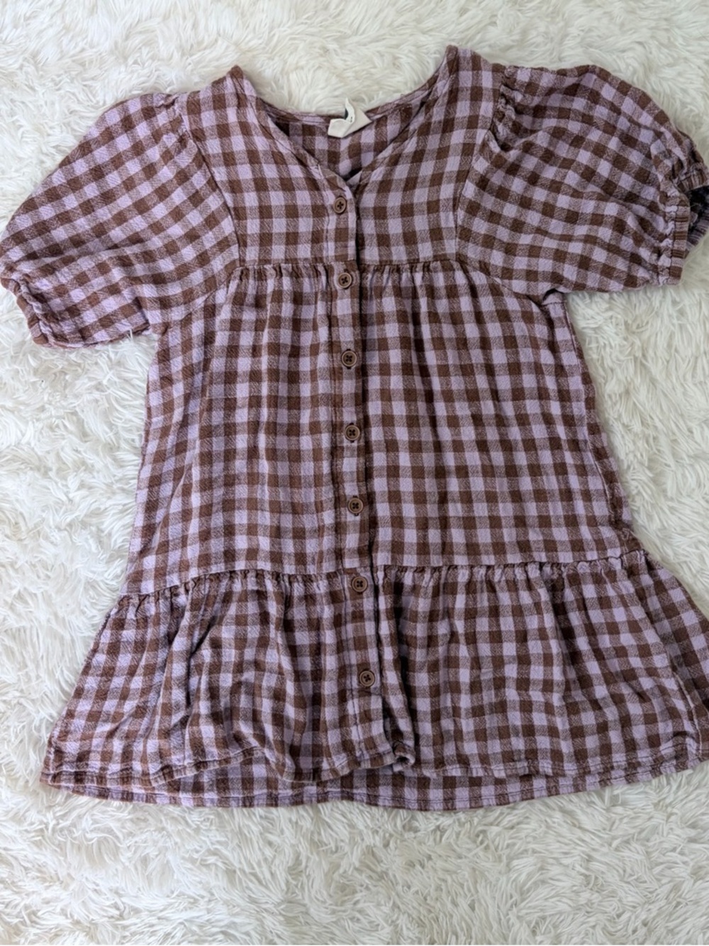 Cotton On Kids Girls Purple and Brown Plaid Dress Size 3T